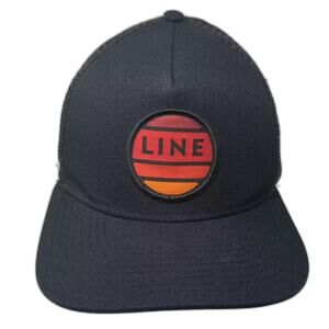 LINE Trucker Hat Black Red Orange Snapback One Size Mesh Back Skiing Patch OS